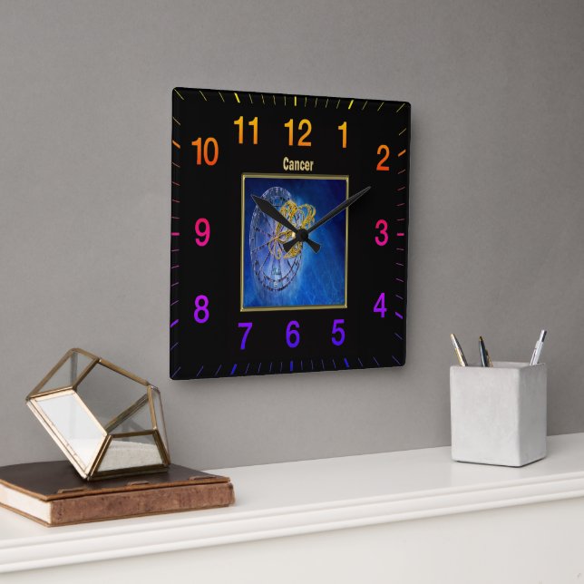 Krebs Zodiac Astrologie Design Horoskop Quadratische Wanduhr (Büro)