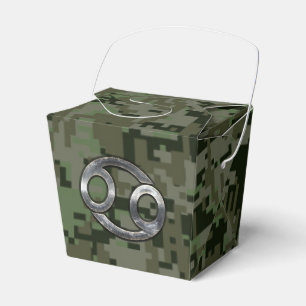 Krebs Zodiac Sign auf Green Digital Camouflage Geschenkschachtel