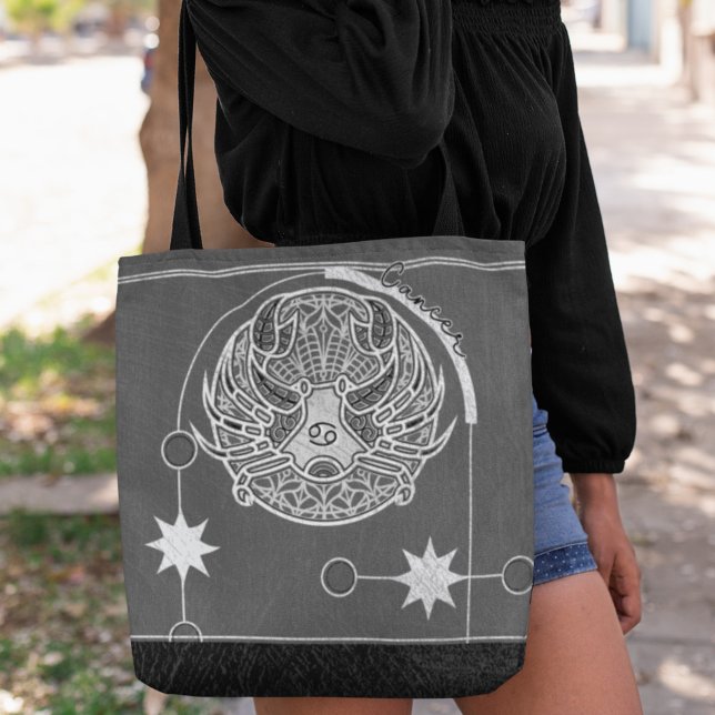 Krebs Zodiac Sign Silver White Gray Mandala Tasche (Von Creator hochgeladen)