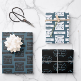 Krebs Zodiac signieren Geburtstagspass Zitat Blue Geschenkpapier Set
