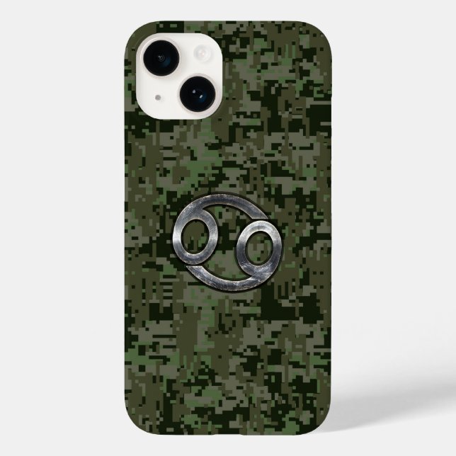 Krebs Zodiac-Symbol auf der Camouflage Holz Case-Mate iPhone 14 Hülle (Rückseite)