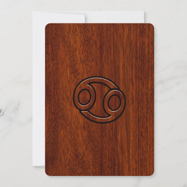 Krebs Zodiac Symbol auf Mahogany-Holzstil (Vorderseite)