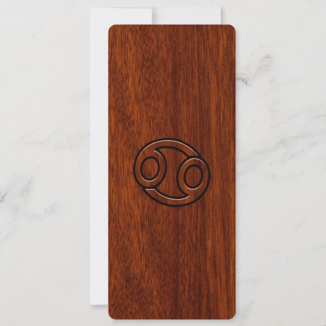 Krebs Zodiac Symbol auf Mahogany-Holzstil (Vorderseite)