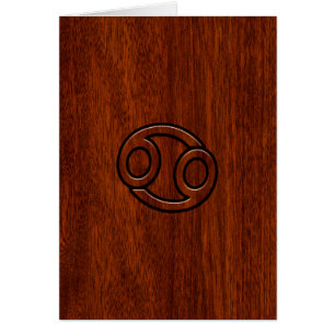 Krebs Zodiac Symbol auf Mahogany-Holzstil