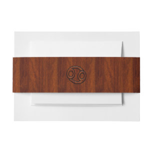 Krebs Zodiac Symbol auf Mahogany-Holzstil Einladungsbanderole