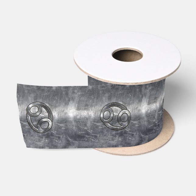 Krebs Zodiac Symbol Industrial Style Satinband (Spule)