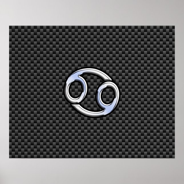 Krebs Zodiac Symbol Kohlefaser Druck Poster (Vorne)