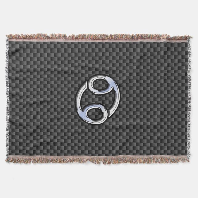 Krebs Zodiac Symbol schwarze Carbon Faser drucken Decke (Vorderseite)