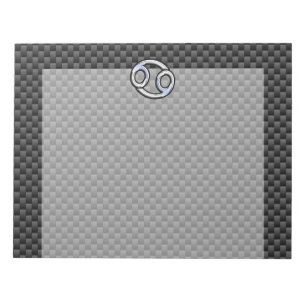 Krebs Zodiac Symbol schwarze Carbon Faser drucken Notizblock