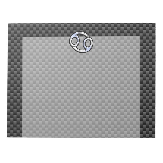 Krebs Zodiac Symbol schwarze Carbon Faser drucken Notizblock (Vorderseite)