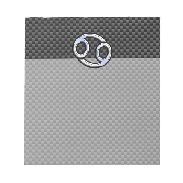 Krebs Zodiac Symbol schwarze Carbon Faser drucken Notizblock (Vorderseite)