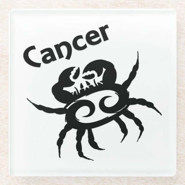 Krebs Zodiac-Symbol und Zeichen Glasuntersetzer (Vorderseite)