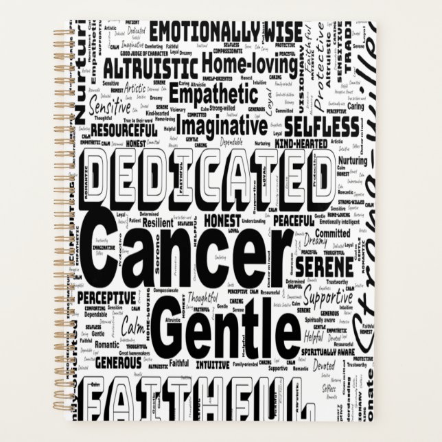 Krebs Zodiac Word Cloud Inspiration Planer (Vorderseite)