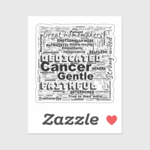 Krebs Zodiac Word Cloud Inspiration Viynl Sticker