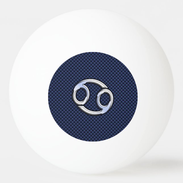Krebs Zodiac-Zeichen auf blauem Kohlenstoff-Faserd Tischtennisball (Vorderseite)