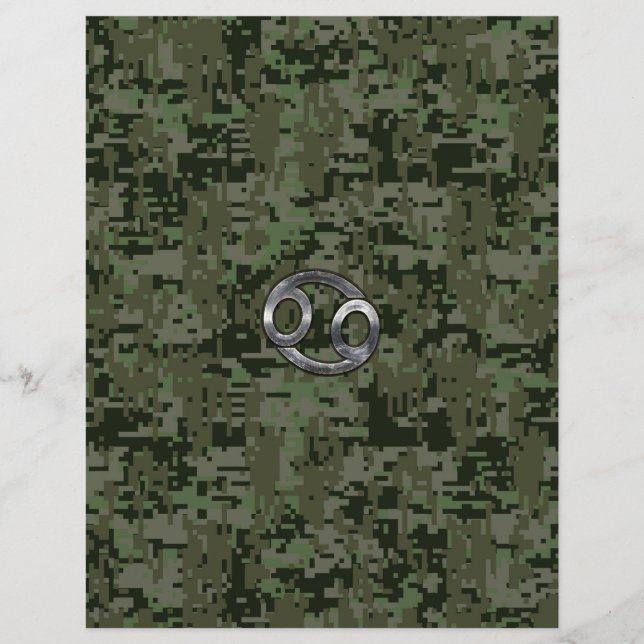 Krebs Zodiac-Zeichen auf grüner digitaler Camoufla (Vorderseite)