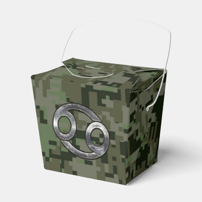 Krebs Zodiac-Zeichen auf grüner digitaler Camoufla Geschenkschachtel (Vorderseite)