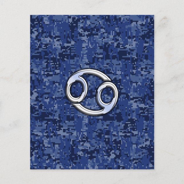 Krebs Zodiac-Zeichen auf Navy Blue Digital-Camoufl Flyer (Vorne)