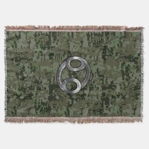 Krebs-Zodiac-Zeichen auf Olive Green Digital-Camou Decke