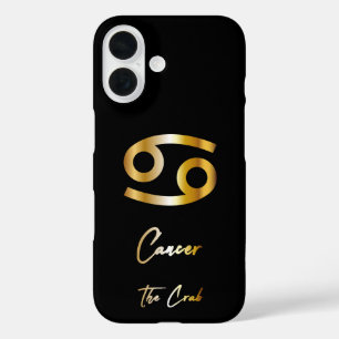 Krebs Zodiac-Zeichen, Schwarz & Gold iPhone 16 Hülle