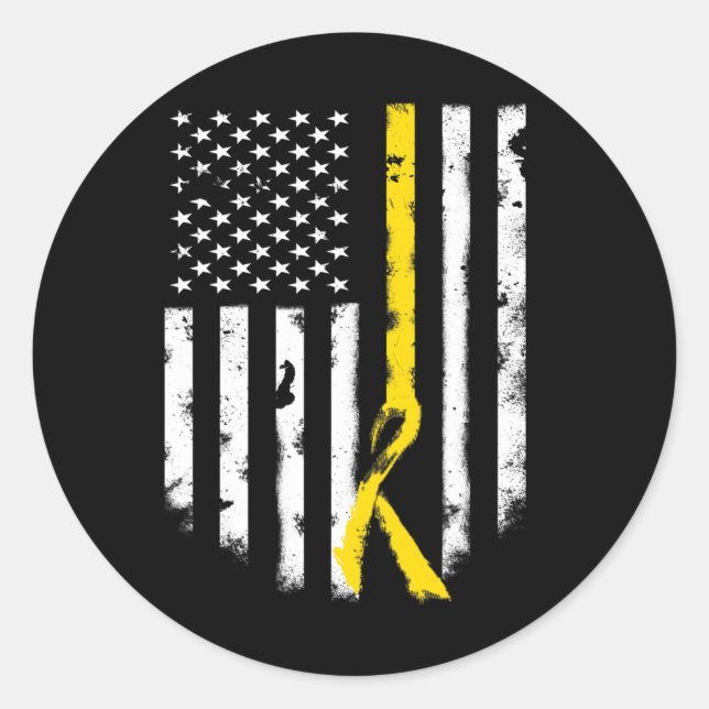 Krebsbewusstsein für Kinder - Amerikanische Flagge Runder Aufkleber (Vorderseite)