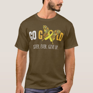 Krebsbewusstsein für Kinder wird Gold nie aufgeben T-Shirt