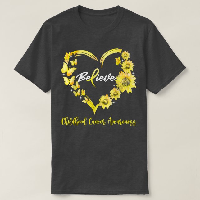 Krebsbewusstsein im Kindesalter Schmetterling Sonn T-Shirt (Design vorne)