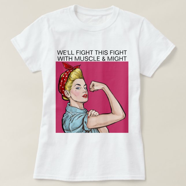 Krebsbewusstsein Muskel und Might c SRF T-Shirt (Design vorne)