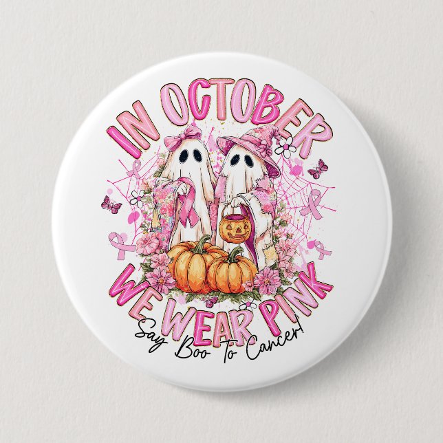Krebsbewusstsein - Oktober tragen wir Pink Button (Vorderseite)