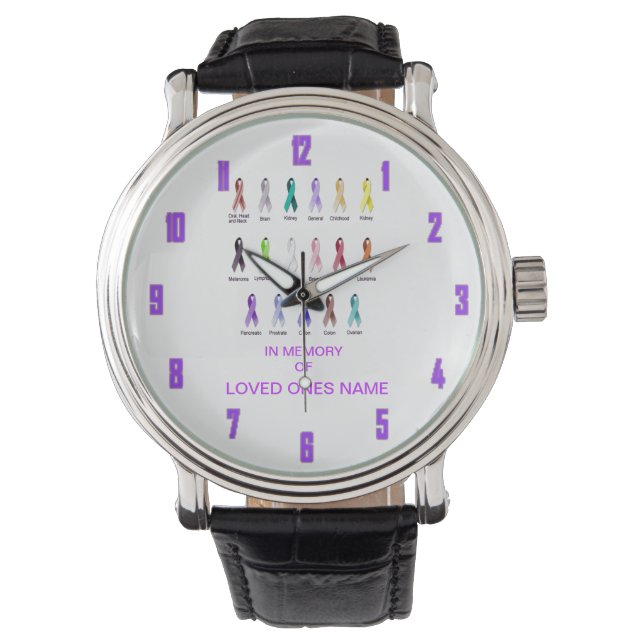 KREBSBEWUSSTSEIN PERSONALISIERT ARMBANDUHR (Vorderseite)