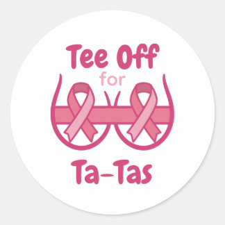 Krebsbewusstsein Pinkes Tee-Off-Ta-Tas Runder Aufkleber
