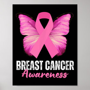 Krebsbewusstsein rosa Flachblütenschmetterling Poster