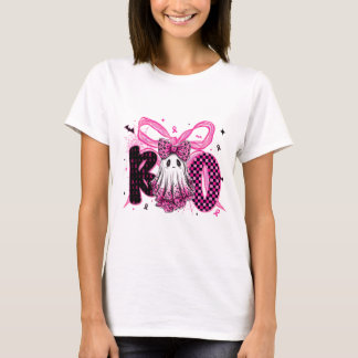 Krebsbewusstsein - rosa Halloween-Geist T-Shirt