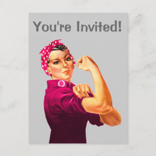 Krebsbewusstsein Rosie The Riveter Einladungspostkarte