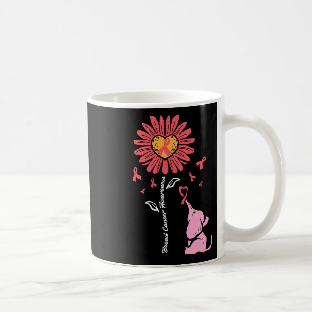 Krebsbewusstsein Sonnenblumen Elefant Girl Kinder  Kaffeetasse (Rechts)