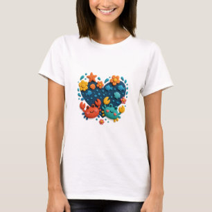 Krebse in einer herzförmigen Unterwasserwelt T-Shirt
