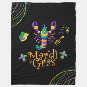 Krebse/Trompete/Maske/Lilie Mardi Gras Fleecedecke