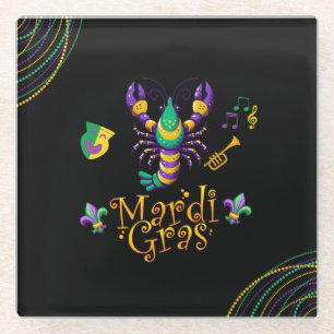 Krebse/Trompete/Maske/Lilie Mardi Gras Glasuntersetzer