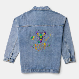Krebse/Trompete/Maske/Lilie Mardi Gras Jeansjacke