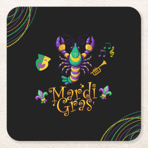 Krebse/Trompete/Maske/Lilie Mardi Gras Rechteckiger Pappuntersetzer