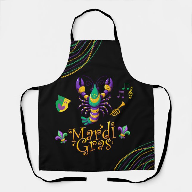 Krebse/Trompete/Maske/Lilie Mardi Gras Schürze (Vorderseite)