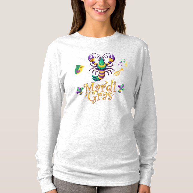 Krebse/Trompete/Maske/Lilie Mardi Gras T-Shirt (Vorderseite)
