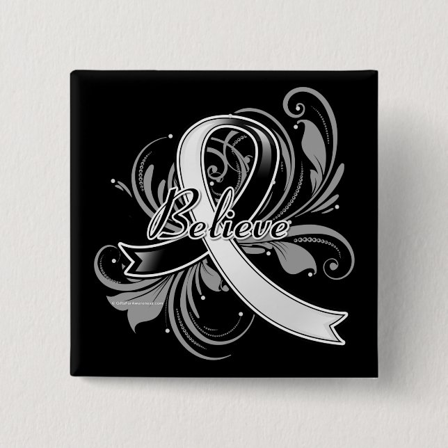 Krebserkrankung Blüh Ribbon Button (Vorderseite)