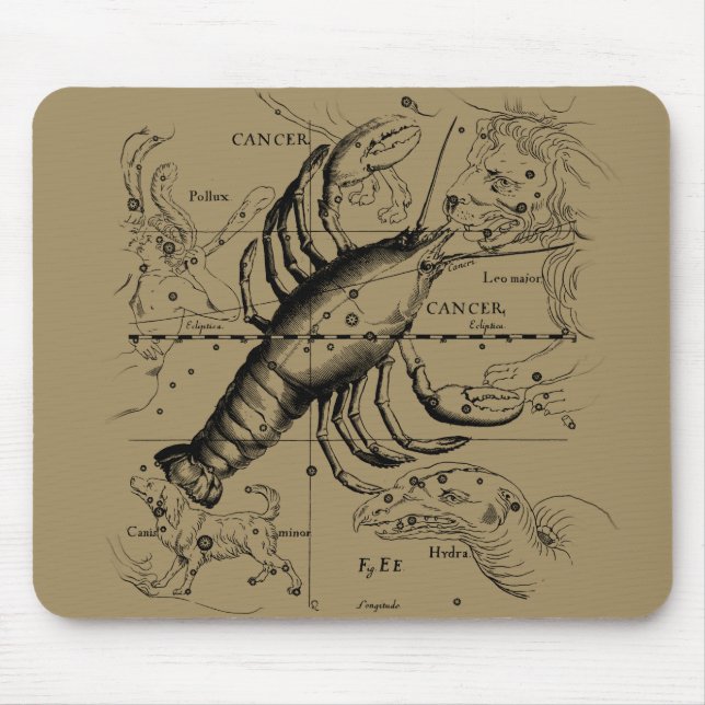 Krebskonstellation Hevelius 1690 Engaving Mousepad (Vorne)