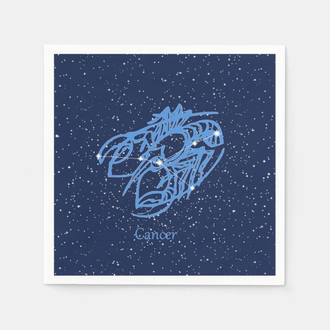 Krebskonstellation und Sternzeichen mit Sternen Serviette (Vorderseite)