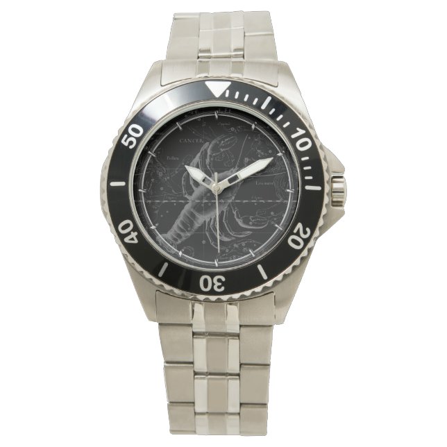 Krebskonstellation Vintage Gravur Armbanduhr (Vorderseite)