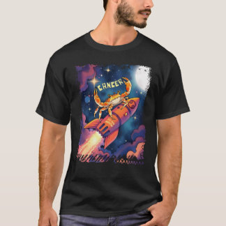 Krebskrabbe-Astrologie-Mondrakete Zodiakoroskop T-Shirt
