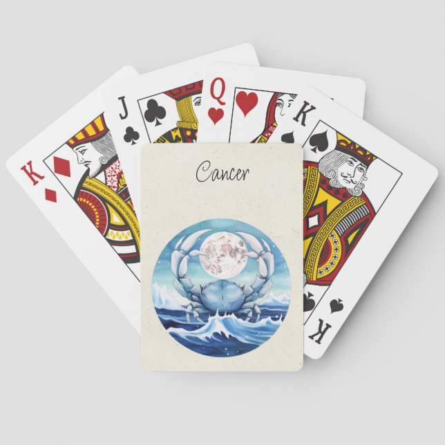 Krebskrebs Zodiac Watercolor Spielkarten (Rückseite)