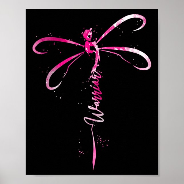 Krebskrieger Brustkrebs-Bewusstseinsdragonfly Poster (Vorne)