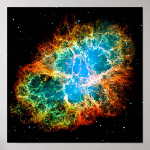Krebsnebel-Supernovaüberrest Hubble-Weltraumfoto Poster